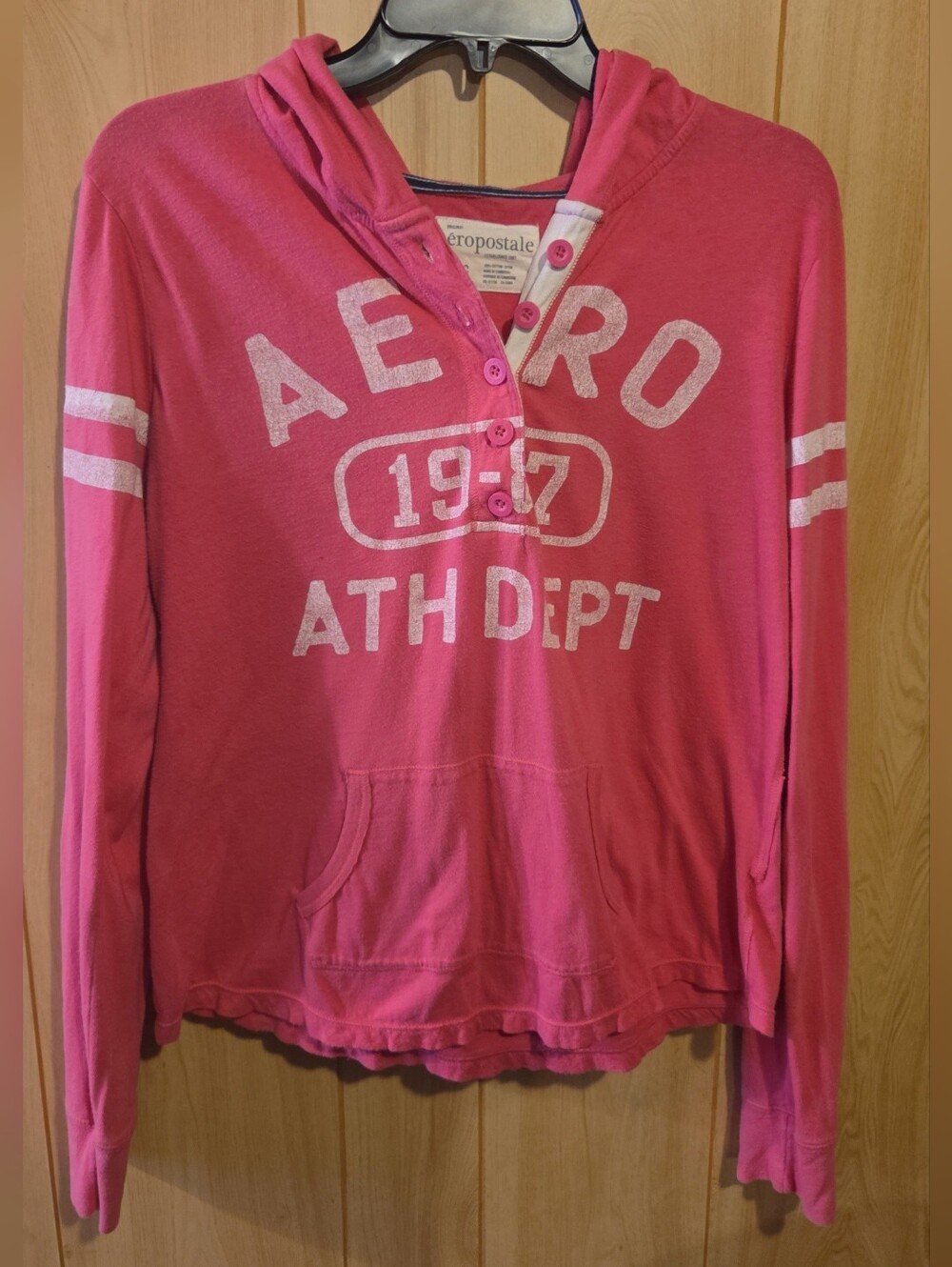 Aeropostale Hooded Y2K Shirtpink Size XL Vintage